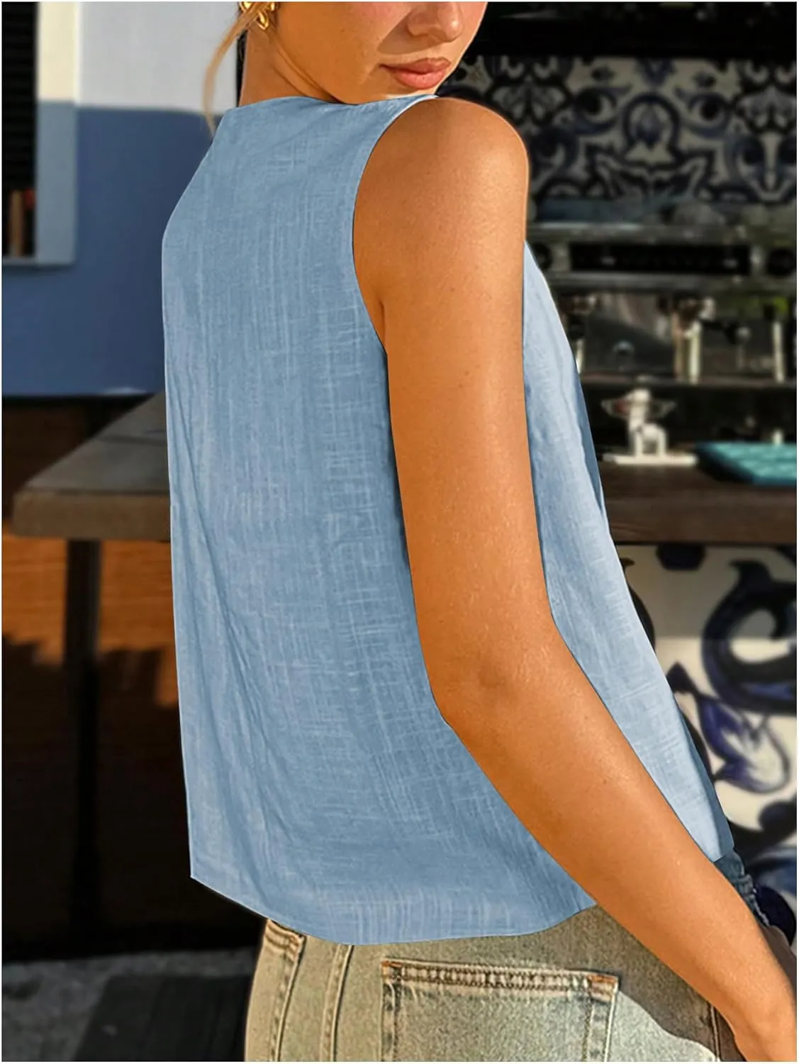 Verdusa Women's Old Money Clothes Bow Tie Front Vest Sleeveless V Neck Summer Cardigan Tank Tops