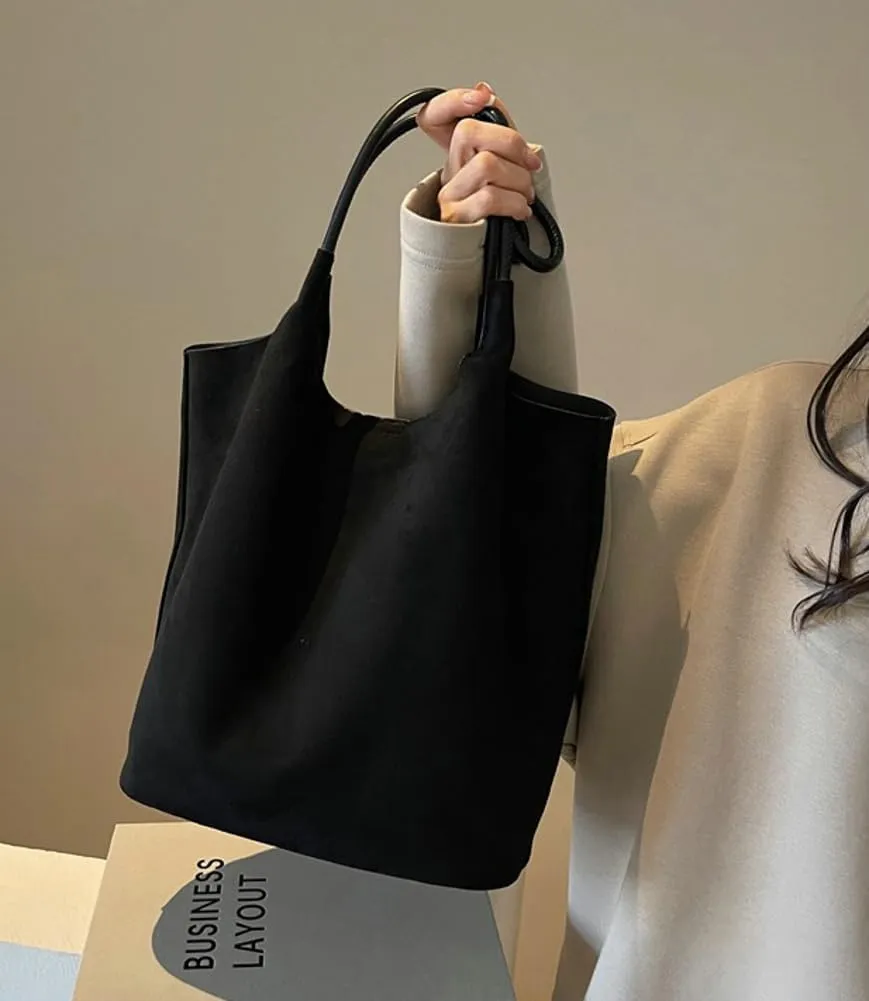 Vintage Chic Suede Tote Bag Large Capacity Hobo Bag Slouchy Underarm Bag Shoulder Handbag Satchel Purse for Women Girls