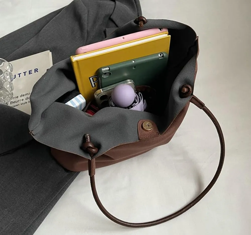 Vintage Chic Suede Tote Bag Large Capacity Hobo Bag Slouchy Underarm Bag Shoulder Handbag Satchel Purse for Women Girls