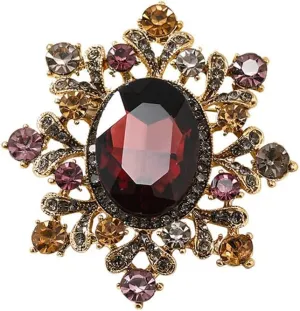 Vintage Crystal Brooch Pin for Women Cubic Zirconia Rhinestone Baroque Flower Lapel Pins Wedding Banquet Christmas Elegant Ornament Jewelry