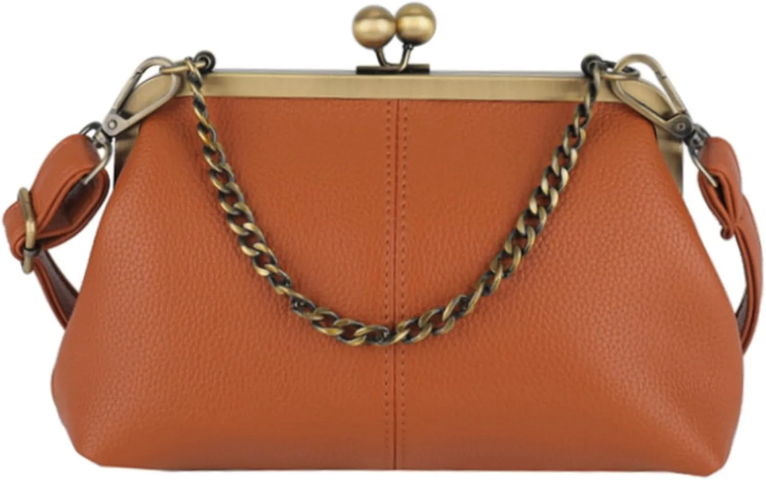 Vintage Kiss Lock Tote Women 2025 Clasp Clutch PU Leather Purse Crossbody Shoulder Bag Everyday Chic Messenger Handbag