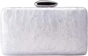 Women Acrylic Clutch Square Box Purse Metal Crossbody Bag Glitter Chic Marble Evening Clutch for Wedding Party Prom