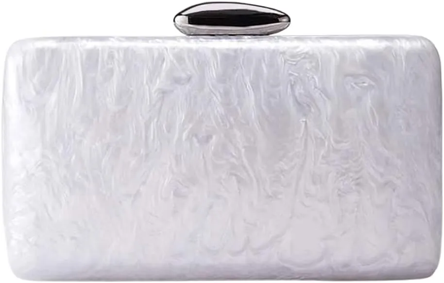 Women Acrylic Clutch Square Box Purse Metal Crossbody Bag Glitter Chic Marble Evening Clutch for Wedding Party Prom