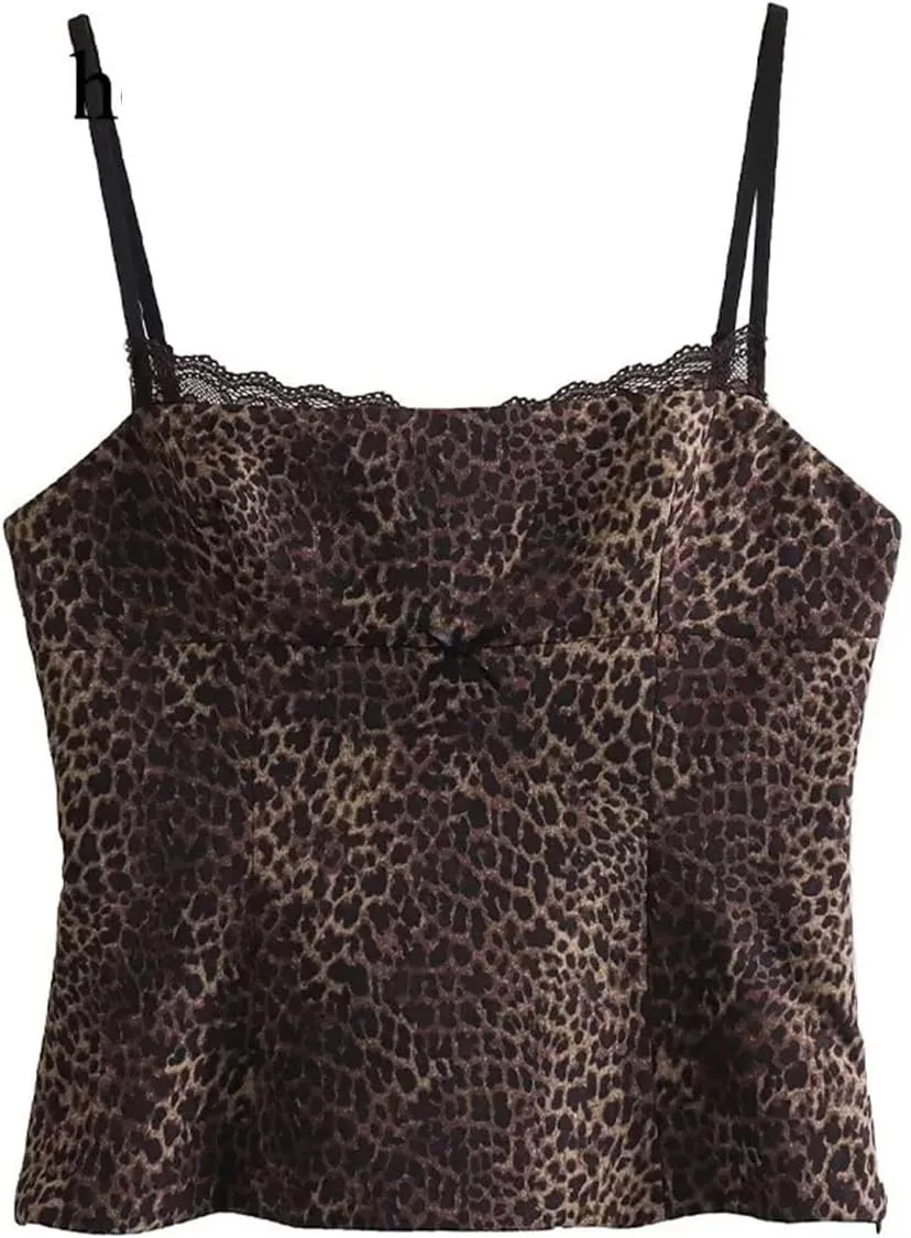 Women Backless Lace Hem Side Zipper Camisole Vintage Thin Straps Square Neck Tops
