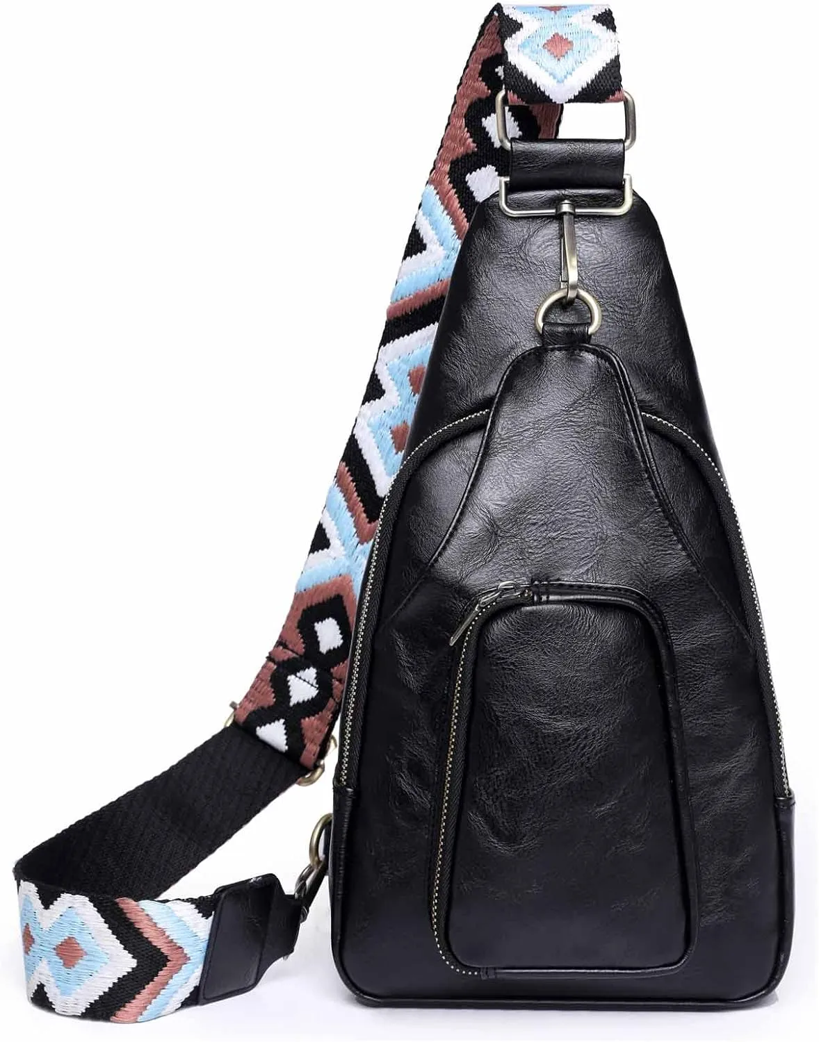 Women Chest Bag Sling Backpack Crossbody PU Leather Satchel Daypack Fashion Lady Chic Leopard Pattern Party Shopping