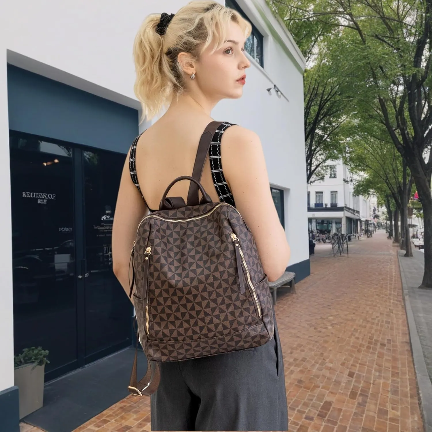 Womens Backpack Purse Leather Anti-theft Large Fashion Designer Travel Backpack Bag Men's Backpack Shoulder Bags, A-brown