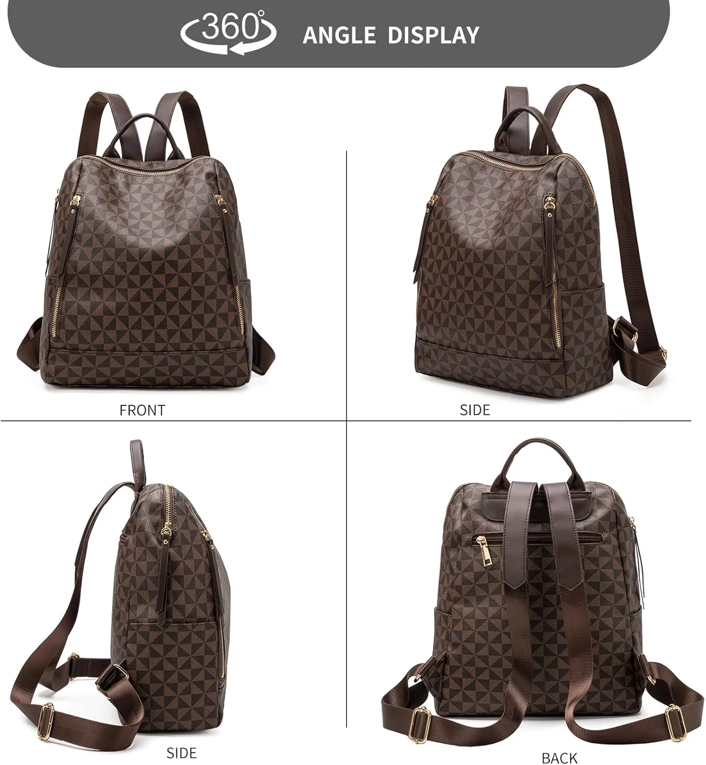 Womens Backpack Purse Leather Anti-theft Large Fashion Designer Travel Backpack Bag Men's Backpack Shoulder Bags, A-brown