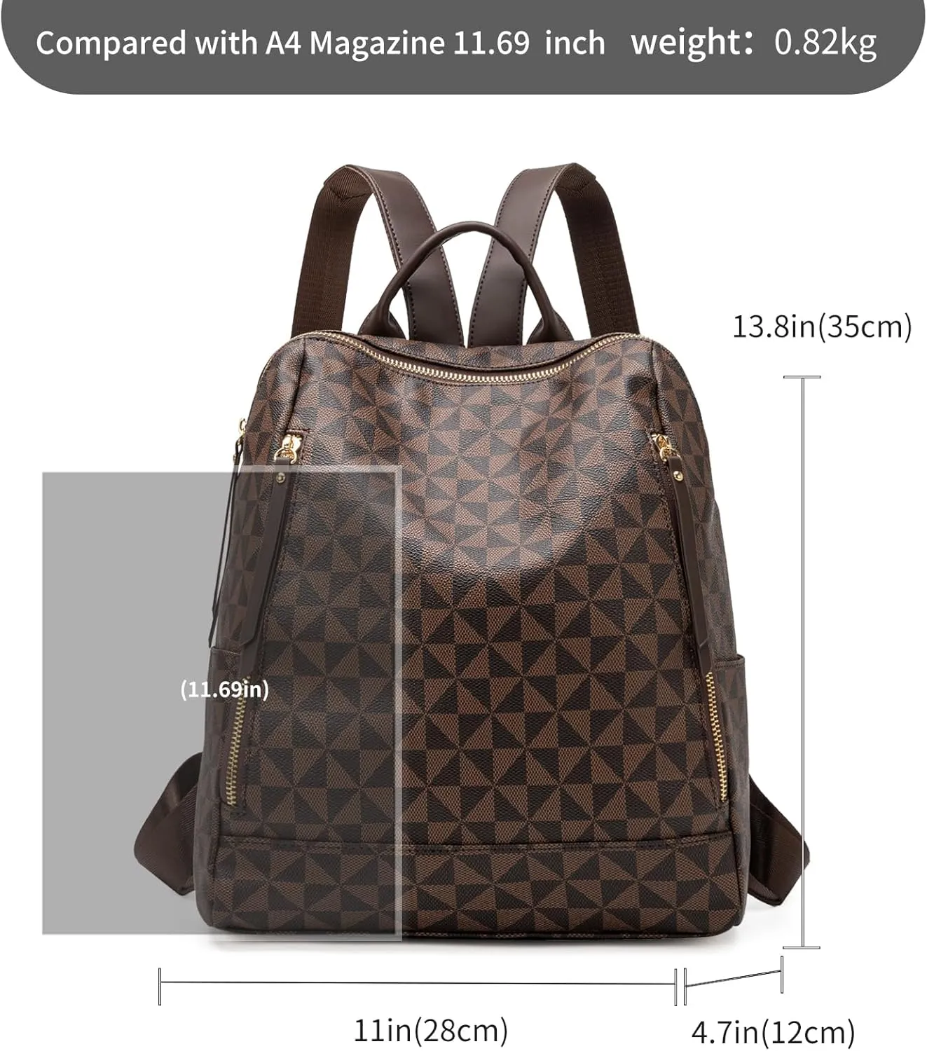 Womens Backpack Purse Leather Anti-theft Large Fashion Designer Travel Backpack Bag Men's Backpack Shoulder Bags, A-brown