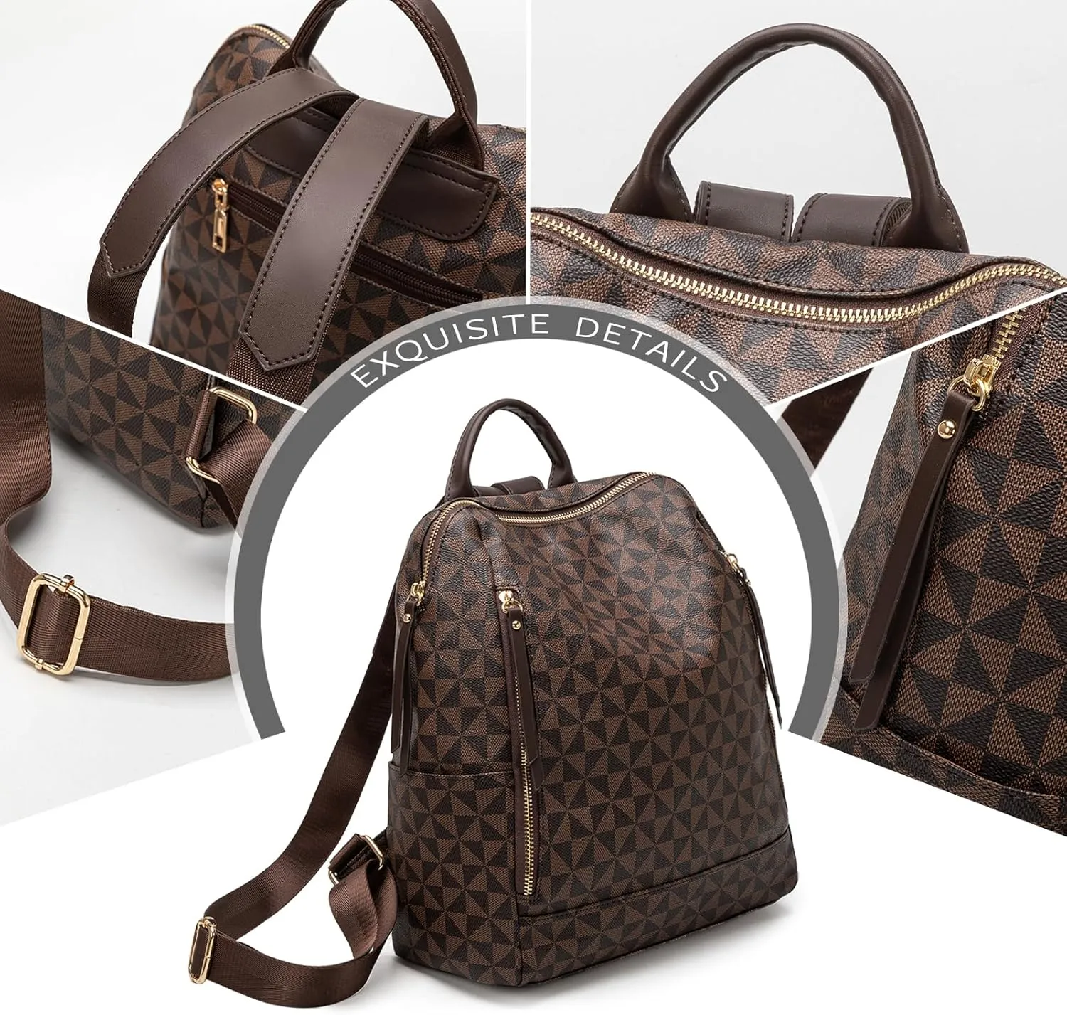 Womens Backpack Purse Leather Anti-theft Large Fashion Designer Travel Backpack Bag Men's Backpack Shoulder Bags, A-brown