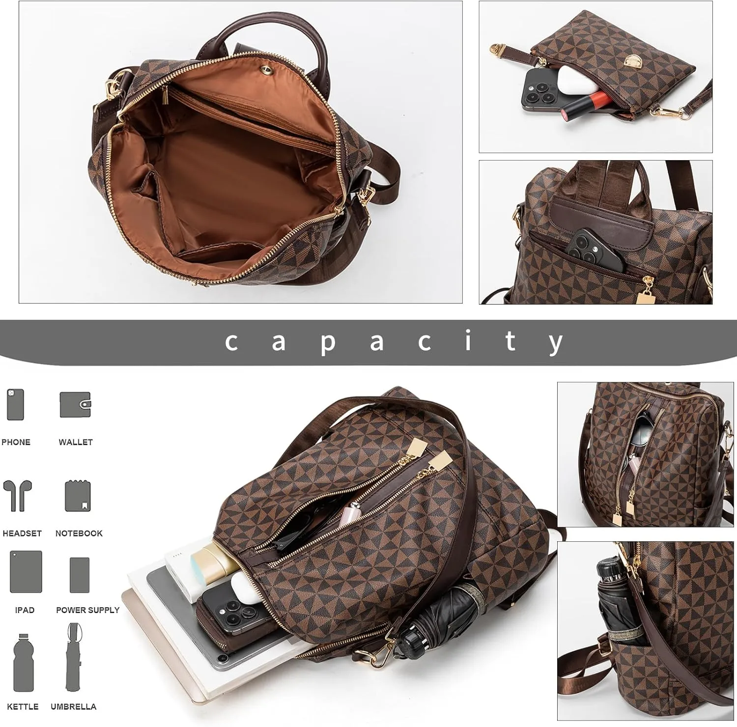 Womens Backpack Purse Leather Anti-theft Large Fashion Designer Travel Backpack Bag Men's Backpack Shoulder Bags