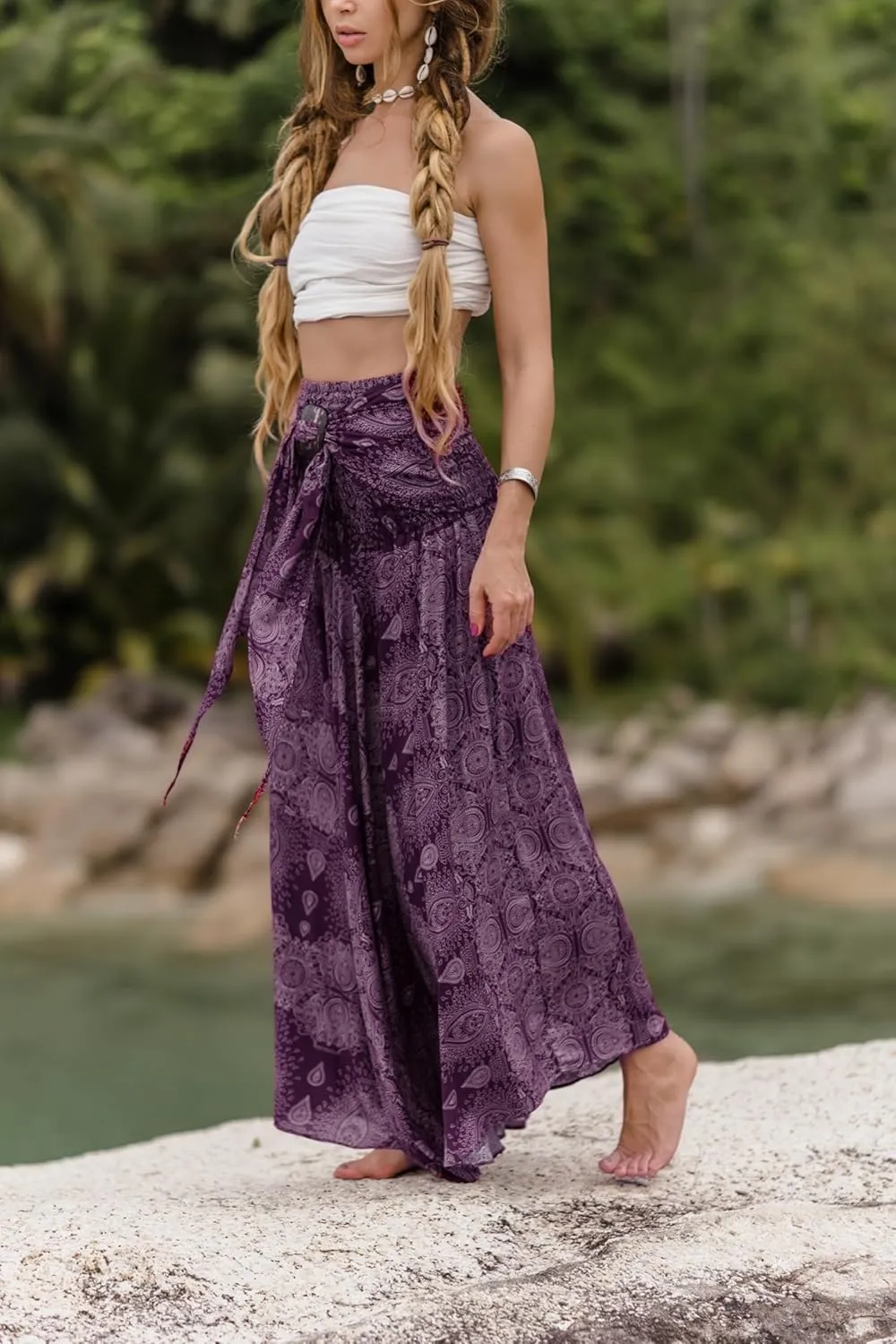 Womens Boho Maxi Long Skirt & Dress  2-in-1 Convertible Mandala Floral Hippie Outfit  Summer Beachwear, Fair Trade