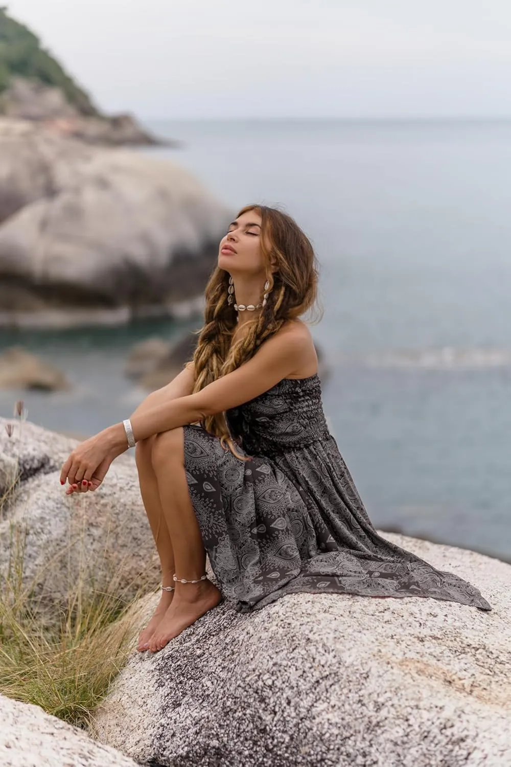 Womens Boho Maxi Long Skirt & Dress  2-in-1 Convertible Mandala Floral Hippie Outfit  Summer Beachwear, Fair Trade