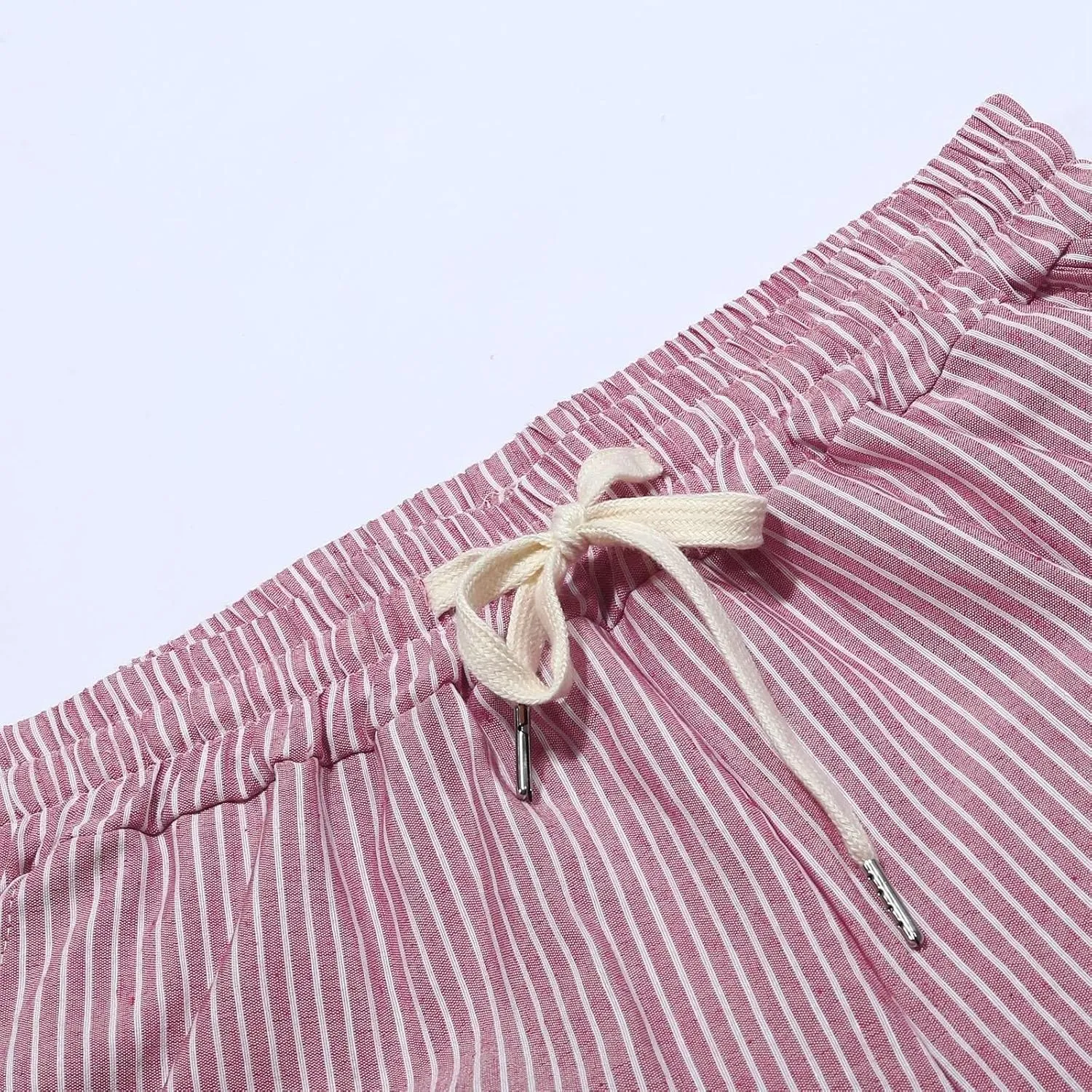 Womens Cotton Linen Pants Casual Drawstring Capri Linen Pants for Women White