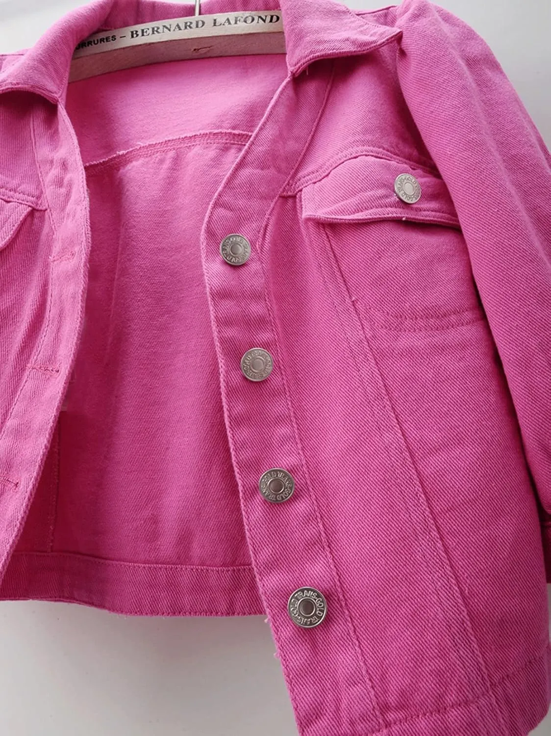 Women's Cropped Denim Jacket Puff Short Sleeve Sweet Button Down Denim Jean Jacket