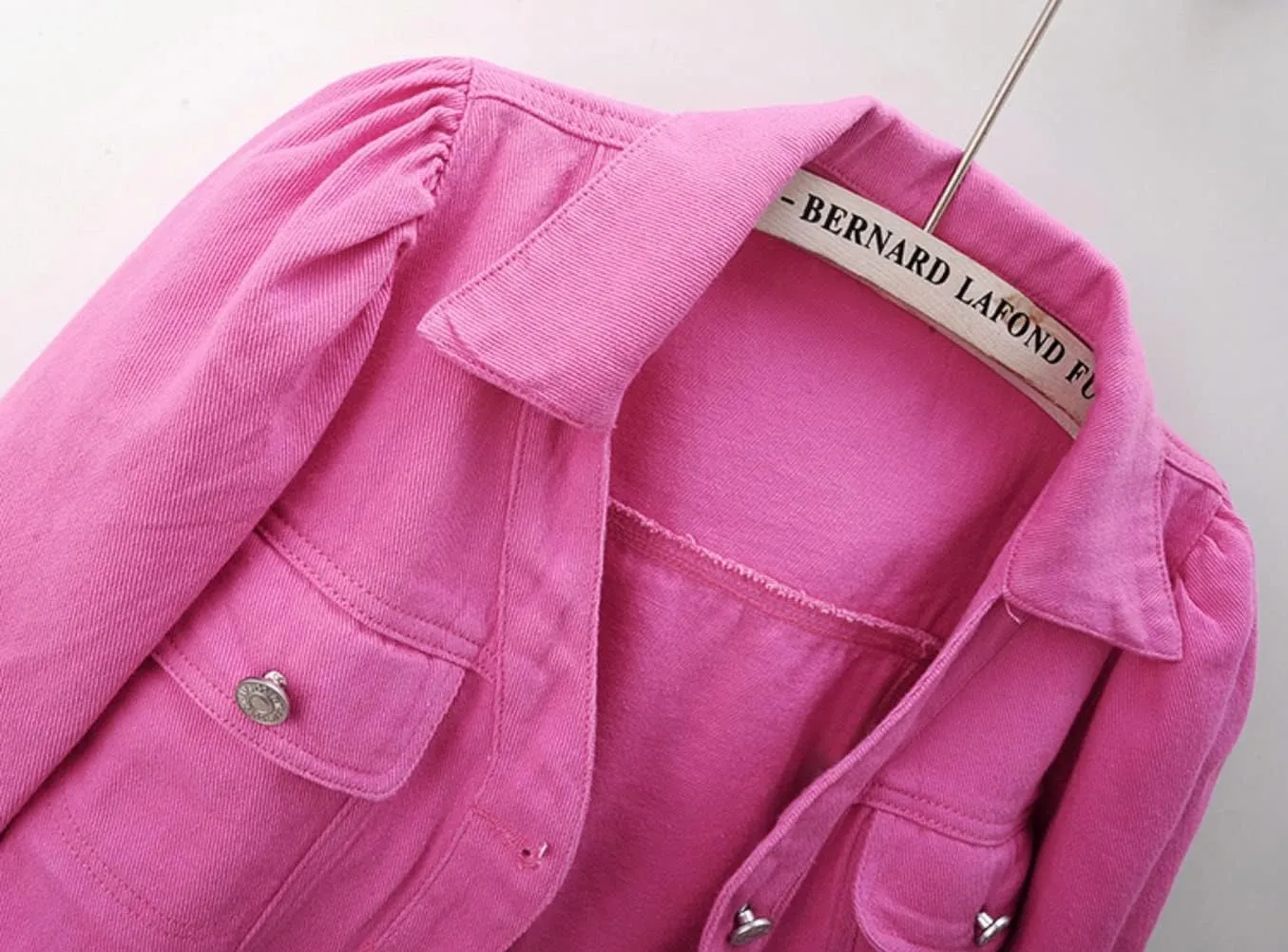 Women's Cropped Denim Jacket Puff Short Sleeve Sweet Button Down Denim Jean Jacket