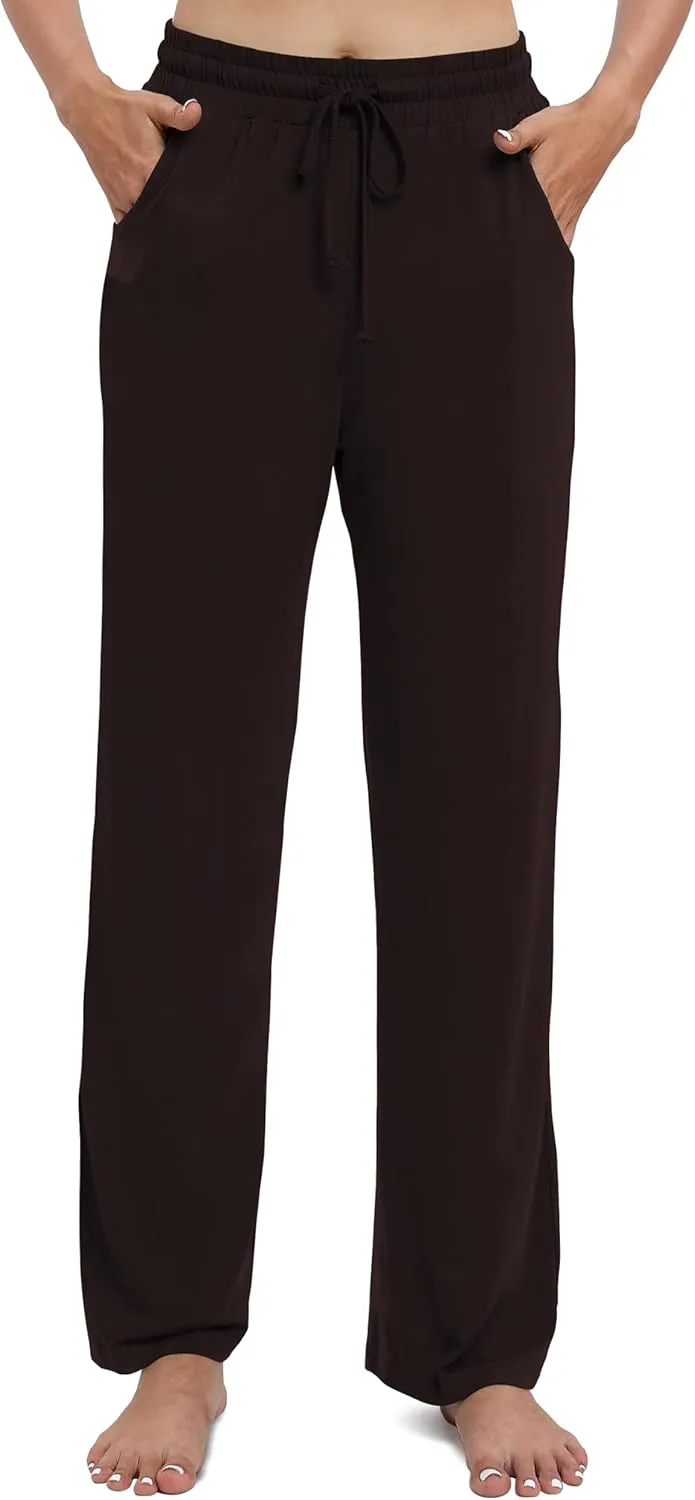 Women's Drawstring Casual Pants Stretchy High Waisted Loose Straight Leg Pants Jogger Trousers with Pockets