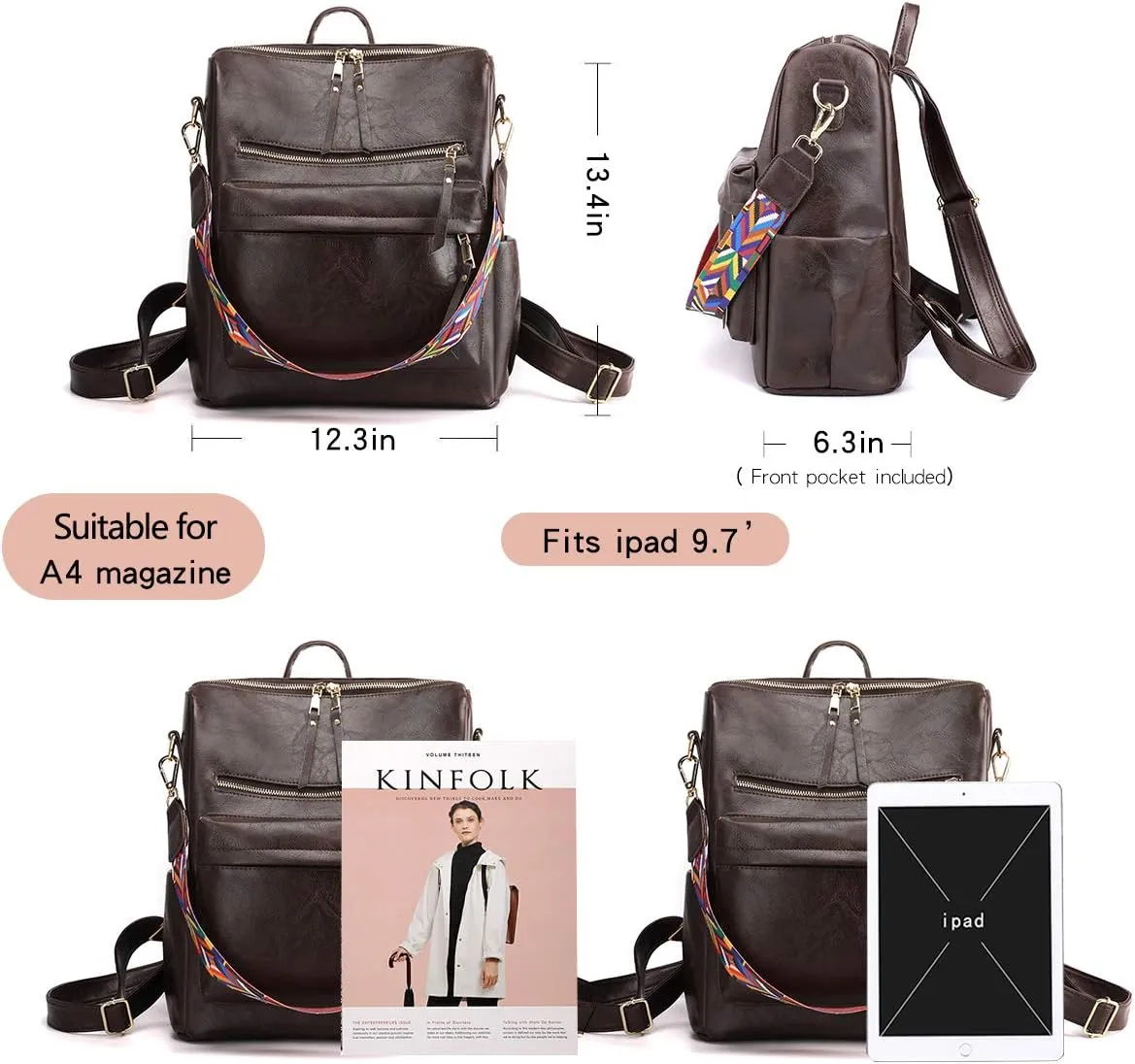 Women's Fashion Backpack Purse Multipurpose Design Convertible Satchel Handbags Shoulder Bag Travel bag
