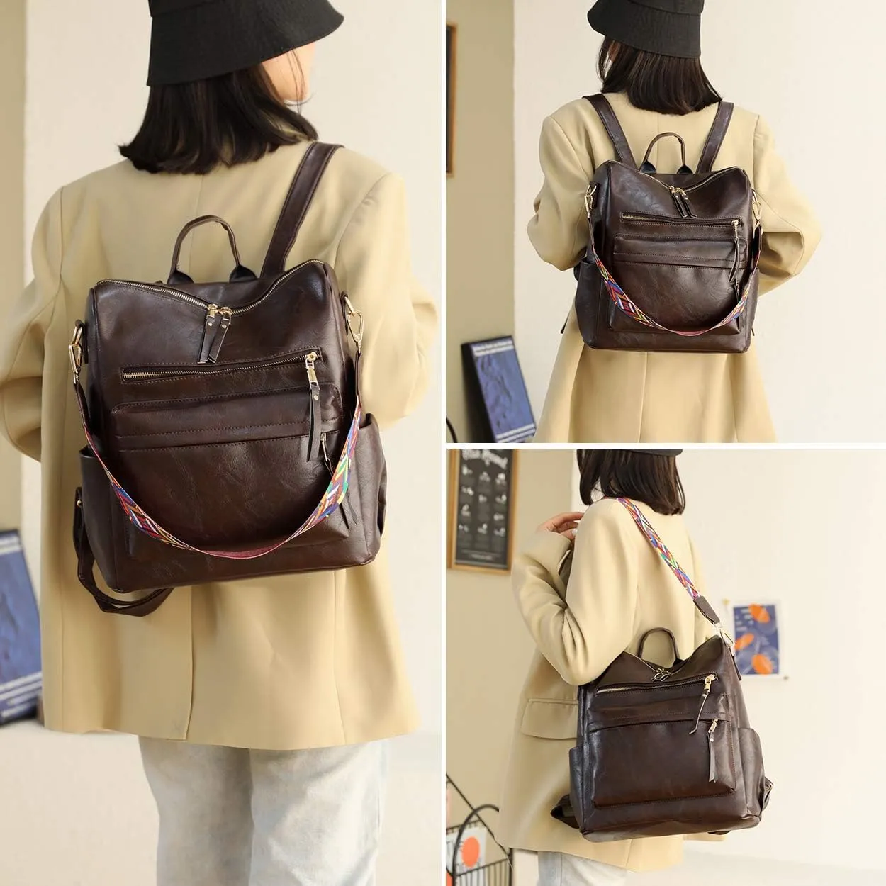 Women's Fashion Backpack Purse Multipurpose Design Convertible Satchel Handbags Shoulder Bag Travel bag
