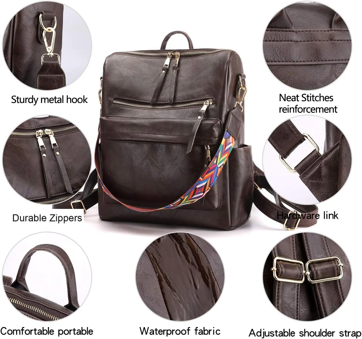 Women's Fashion Backpack Purse Multipurpose Design Convertible Satchel Handbags Shoulder Bag Travel bag