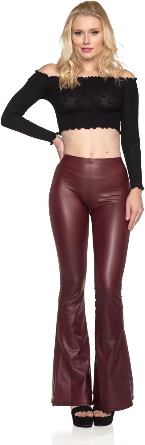 Women's J2 Love Faux Leather Bell Botom Flare Pants