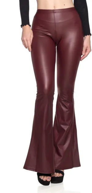 Women's J2 Love Faux Leather Bell Botom Flare Pants
