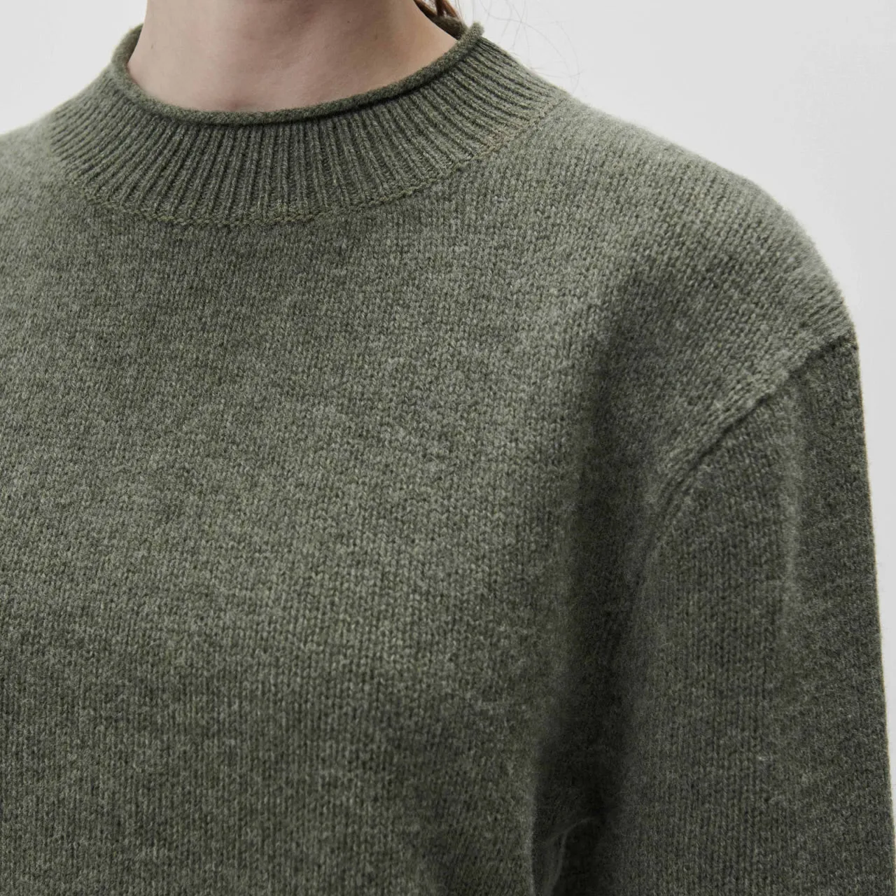 Women's Lambswool Sweater - Moss Melange AW23 (S) *Last One!