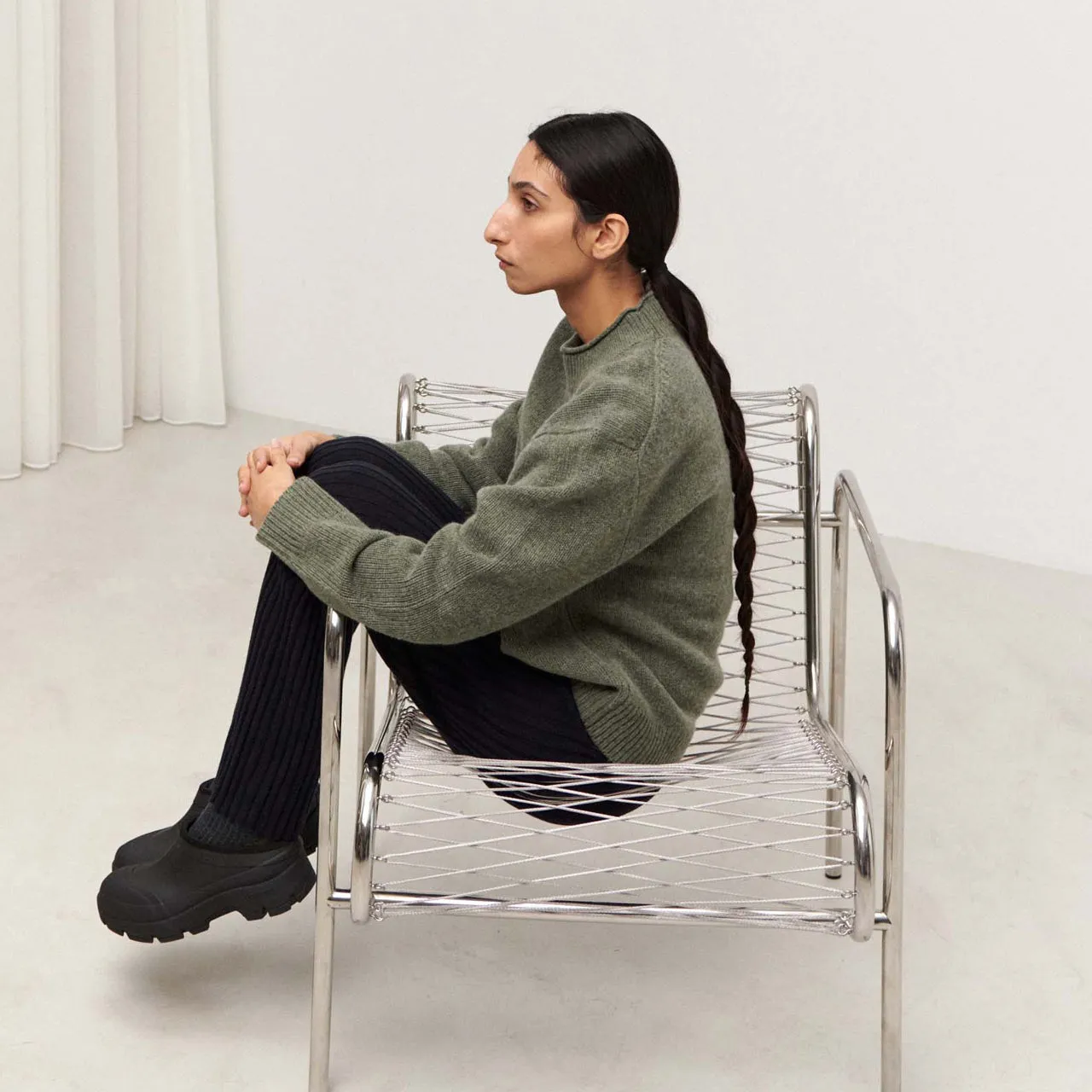 Women's Lambswool Sweater - Moss Melange AW23 (S) *Last One!