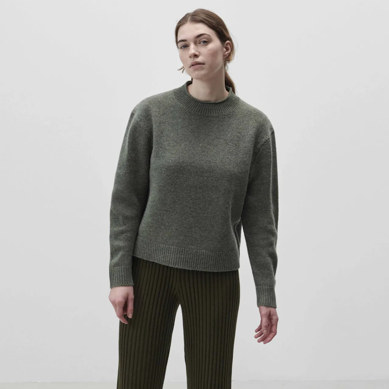 Women's Lambswool Sweater - Moss Melange AW23 (S) *Last One!
