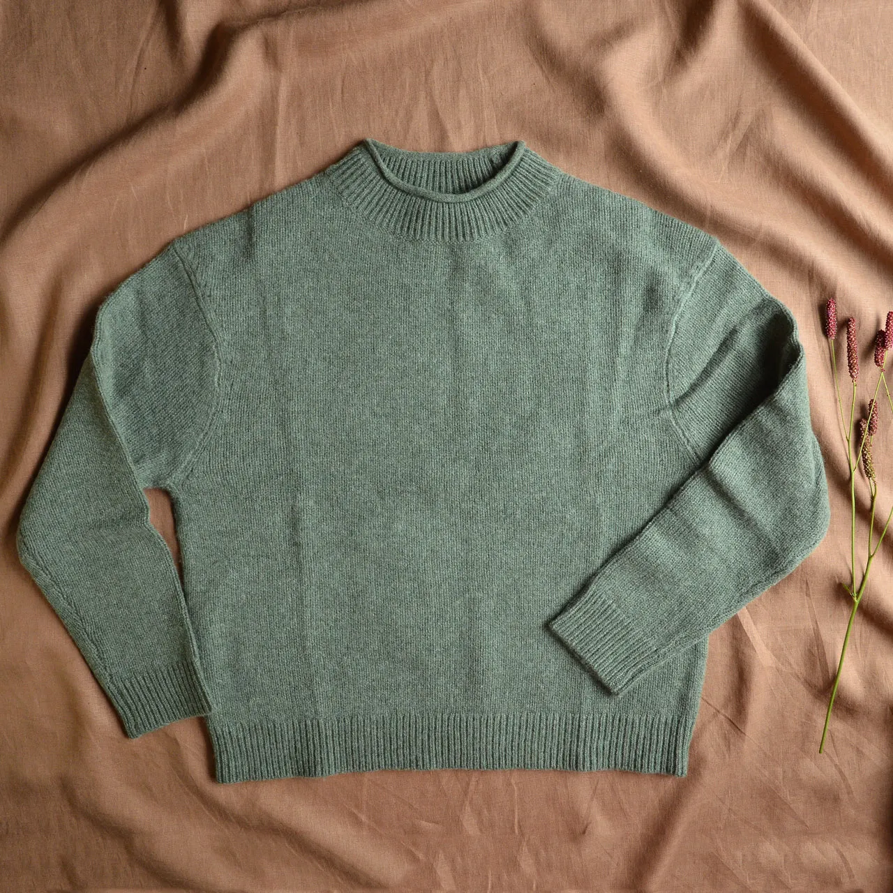 Women's Lambswool Sweater - Moss Melange AW23 (S) *Last One!