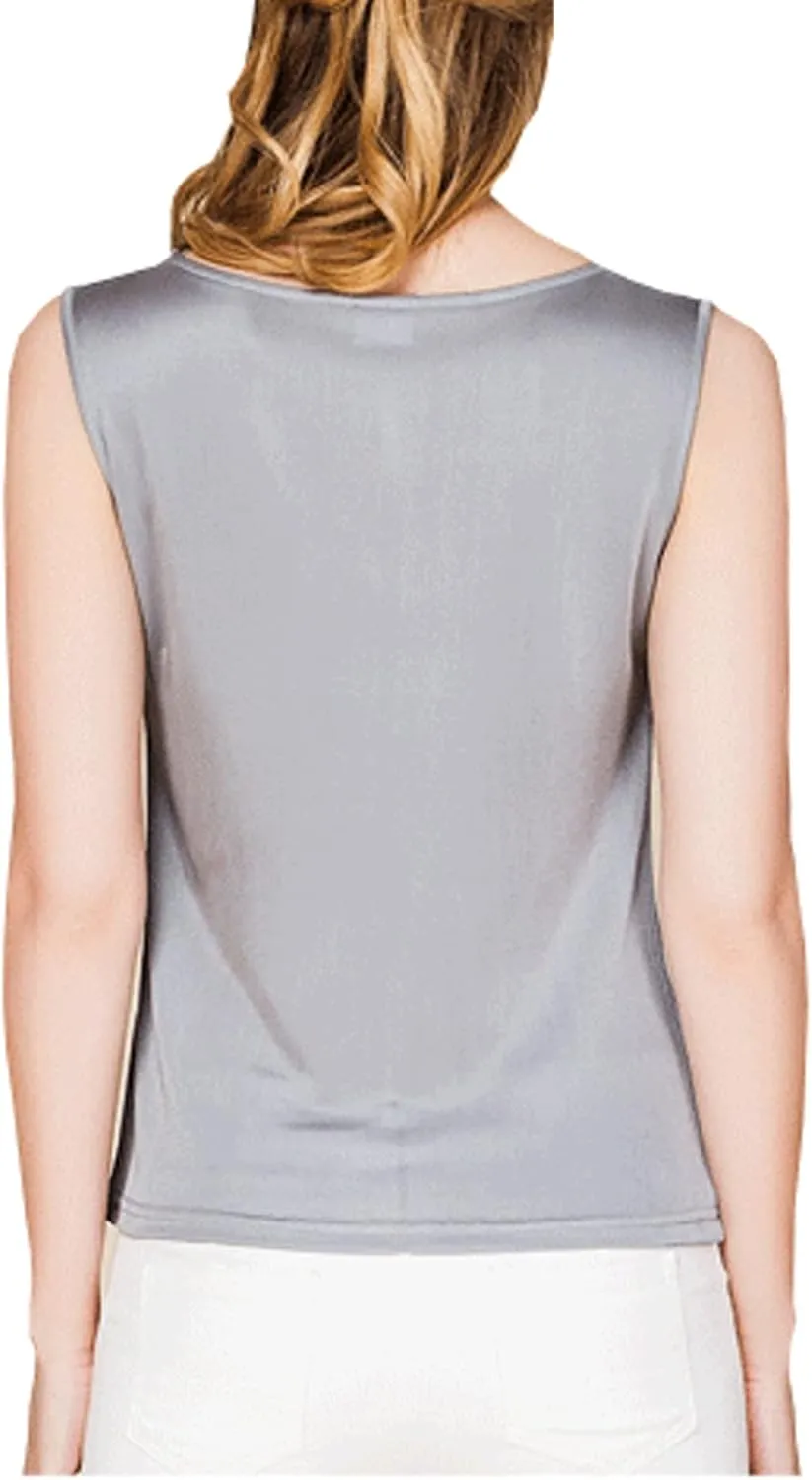 Womens Mulberry Silk Tank Top/Sleeveless Cowl Neck Pure Silk Blouse Tops|Summer Real Silk Tank T-Shirt