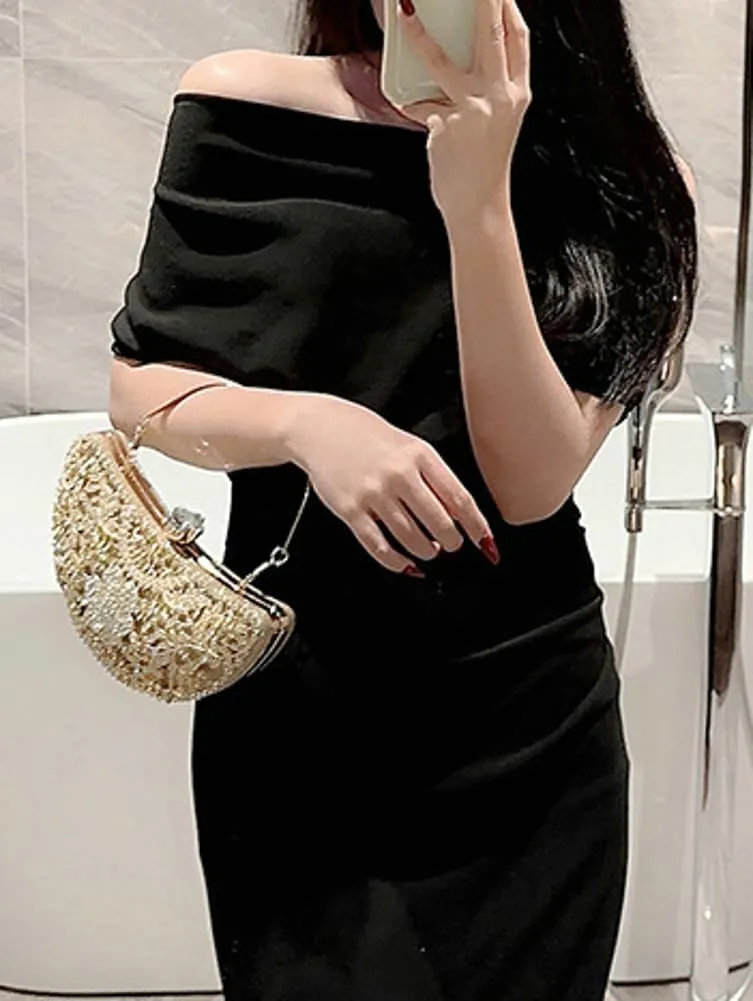Womens Rhinestone Evening Clutch Chic Glitter Crossbody Purse with Chain Handbag Shoulder Bag for Wedding Party