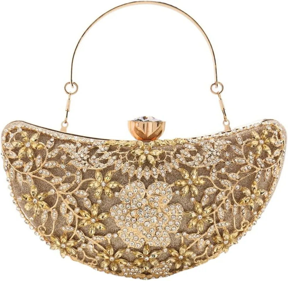 Womens Rhinestone Evening Clutch Chic Glitter Crossbody Purse with Chain Handbag Shoulder Bag for Wedding Party