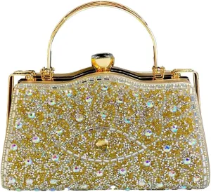Womens Rhinestone Evening Clutch Chic Glitter Crossbody Purse with Chain Handbag Shoulder Bag for Wedding Party