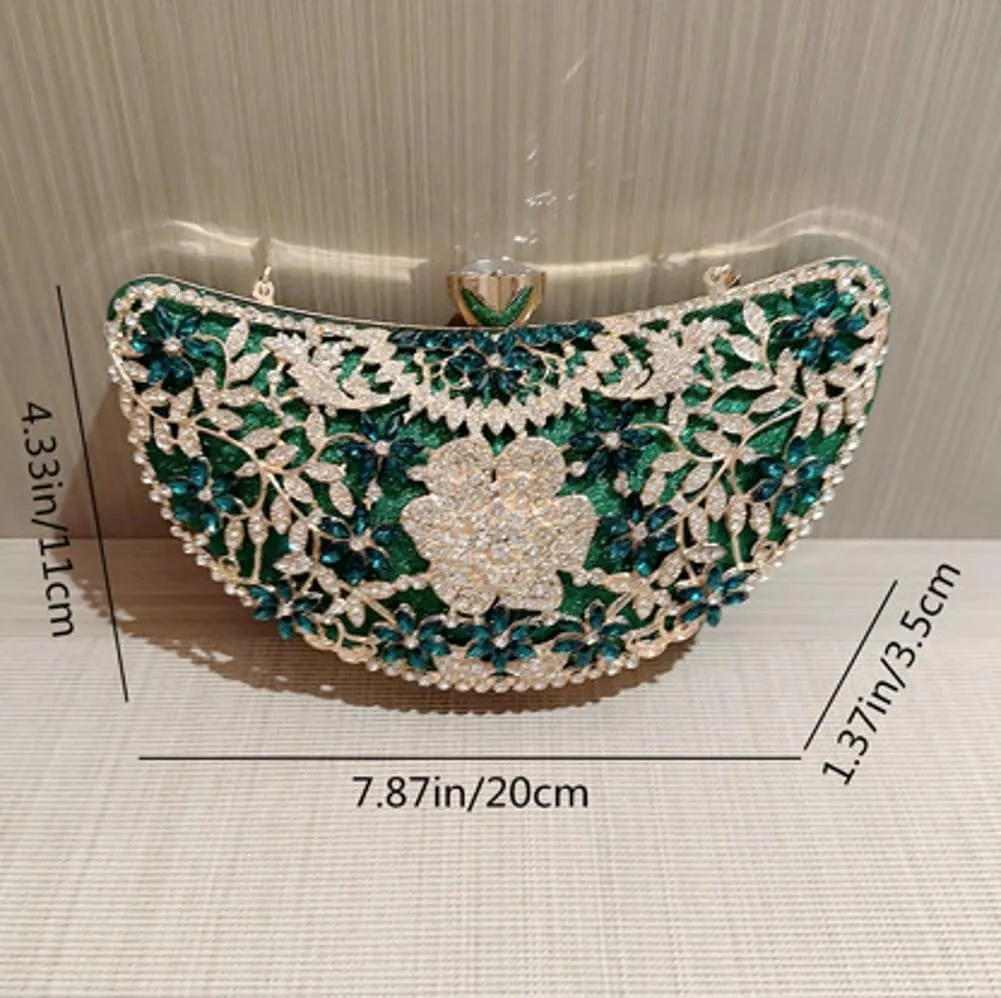 Womens Rhinestone Evening Clutch Chic Glitter Crossbody Purse with Chain Handbag Shoulder Bag for Wedding Party