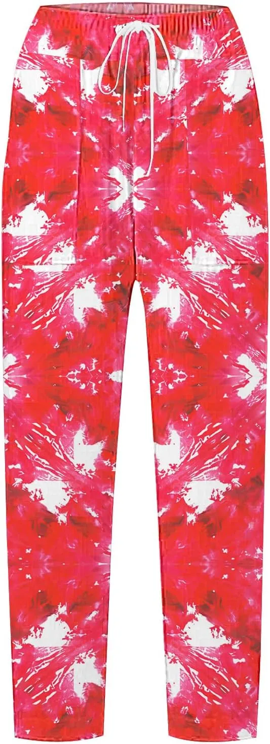Women's Summer Casual Linen Pants Capri Pants with Pockets Wide Leg Cropped Pants for Women Crop Beach Trousers