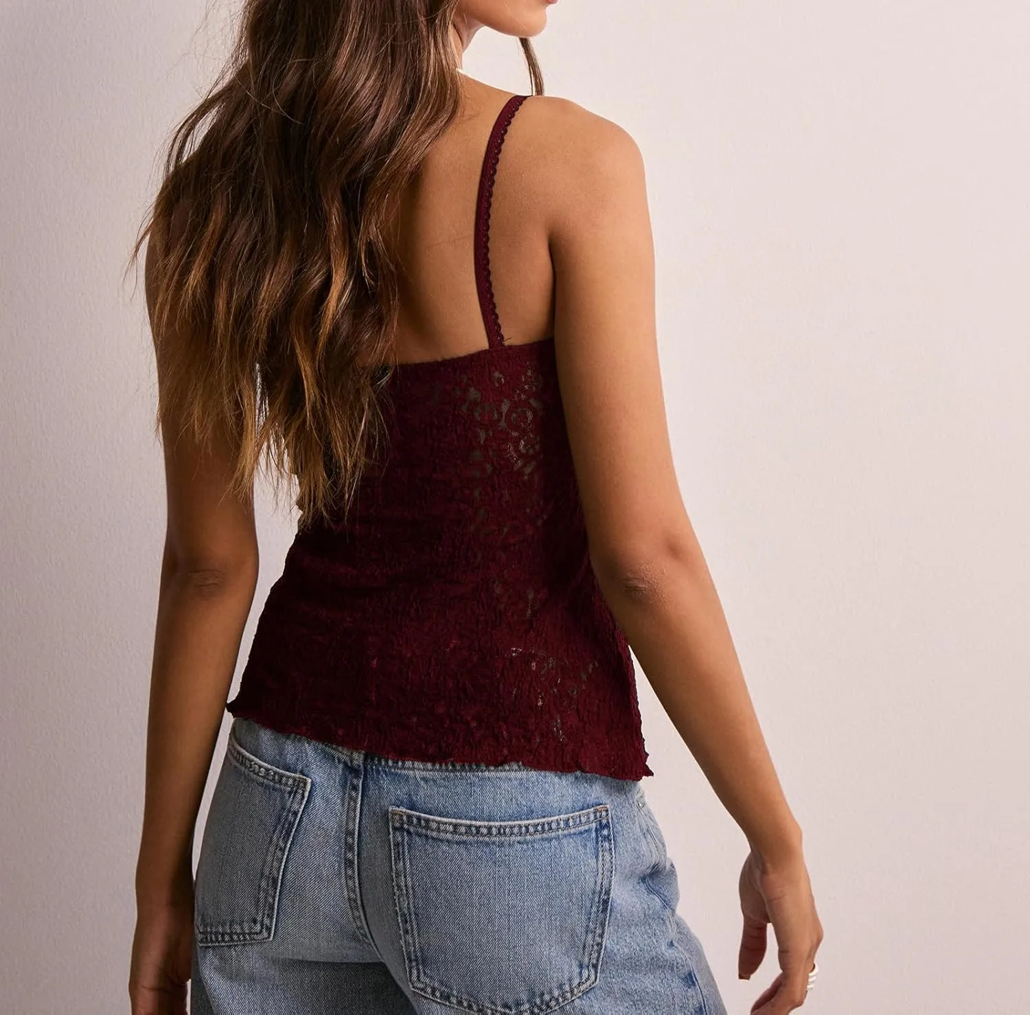 Womens Tank Tops Y2k Sexy Lace Spaghetti Strap Sleeveless Shirt Summer Going Out Slim Fit Crop Aesthetic Camisole
