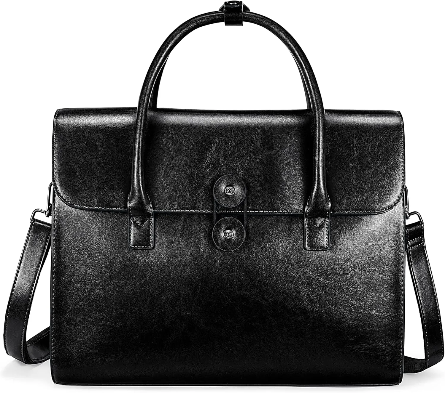 YALUXE Womens Genuine Cowhide Leather Shoulder Bag Briefcase Convertible Satchel Handbag with Velcro Laptop Sleeve