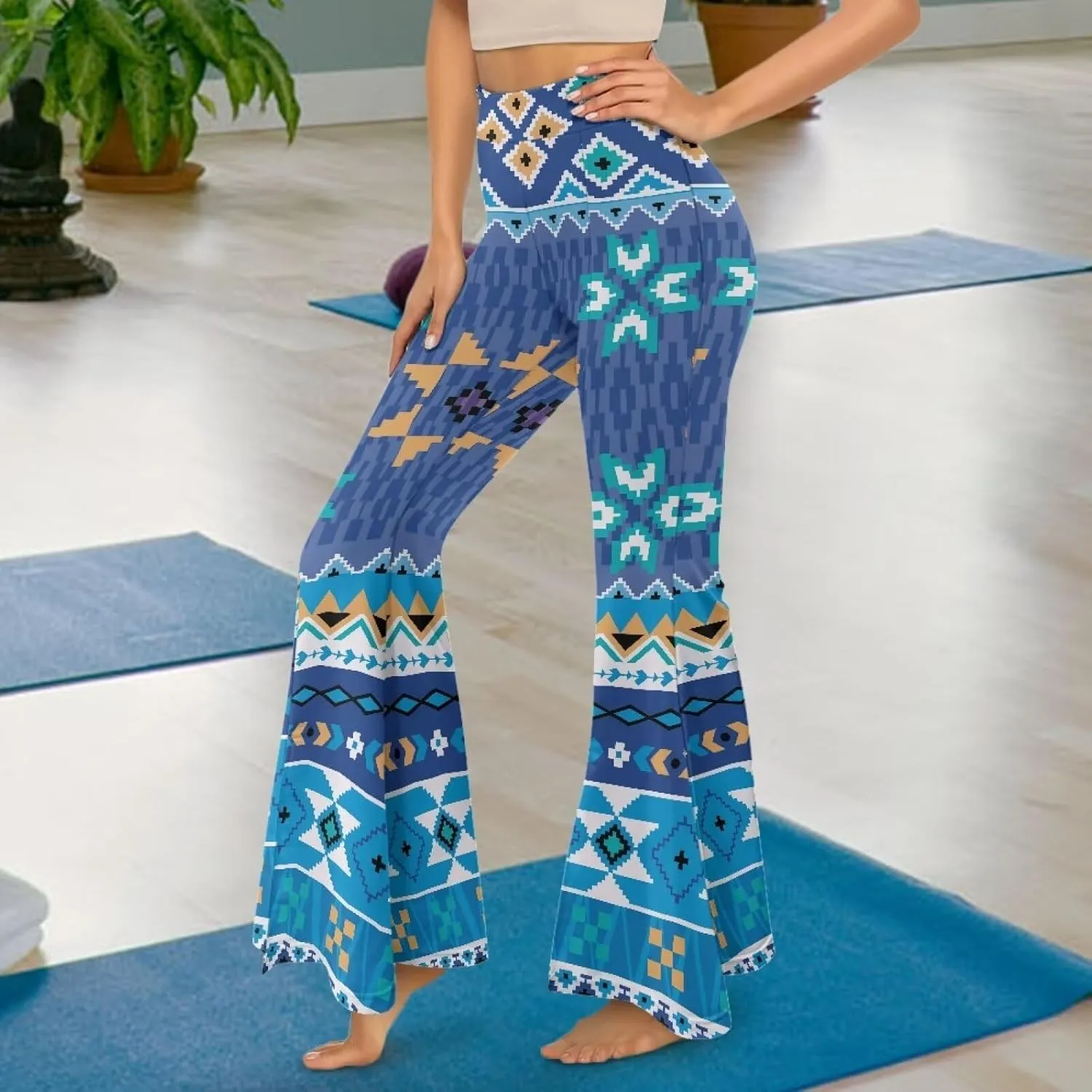 Yuuxorilu Flare Leggings Women Flare Yoga Pants Plus Size Workout Pants High Waist Tummy Control Stretch Wide Leg Pants