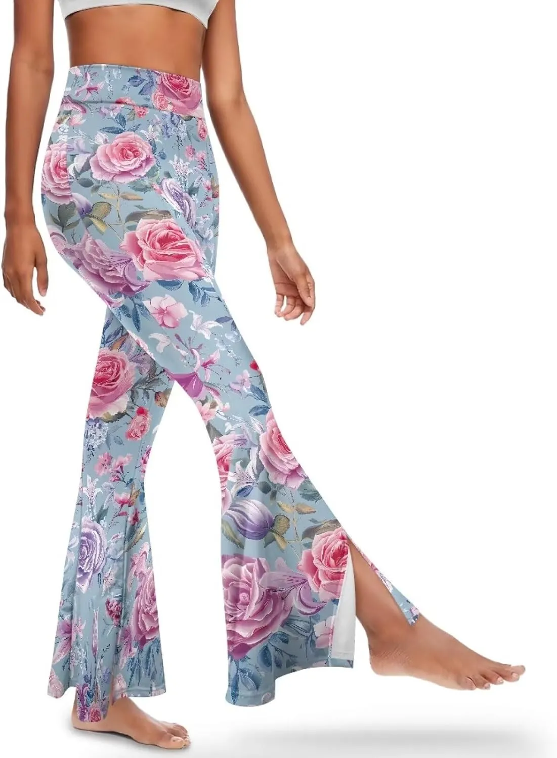Yuuxorilu Flare Workout Leggings for Women Casual High Waist Tummy Control Yoga Pants