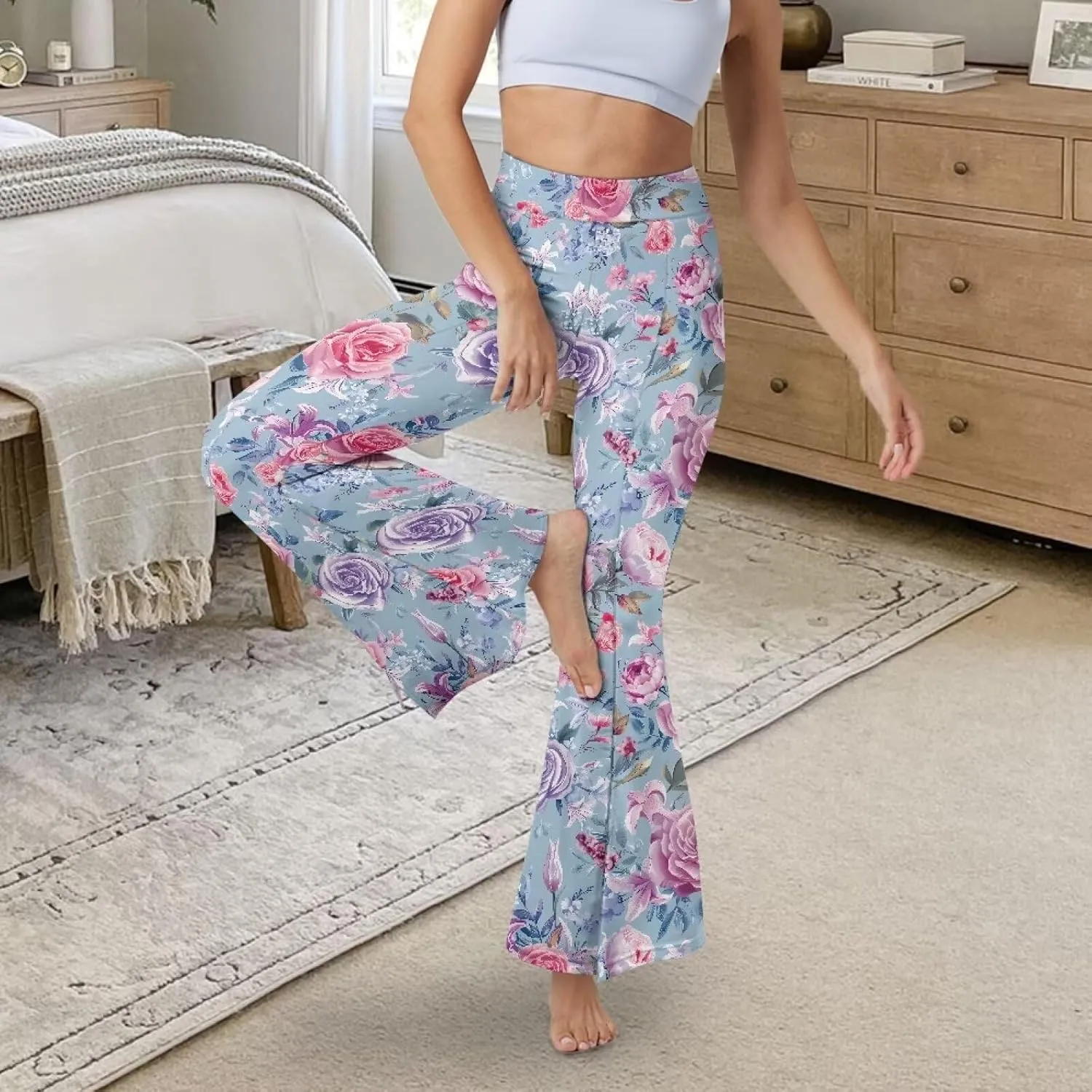 Yuuxorilu Flare Workout Leggings for Women Casual High Waist Tummy Control Yoga Pants