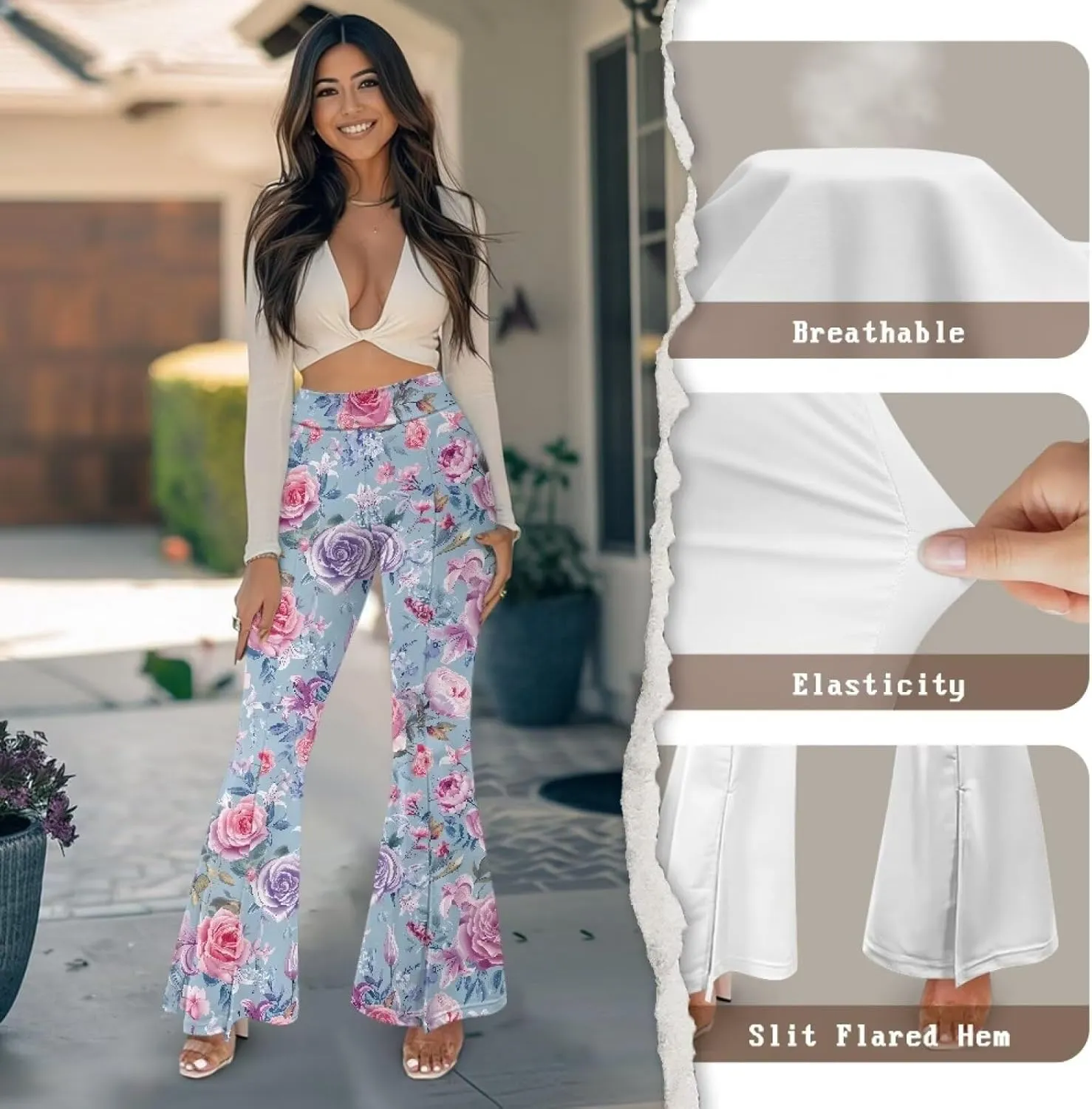 Yuuxorilu Flare Workout Leggings for Women Casual High Waist Tummy Control Yoga Pants