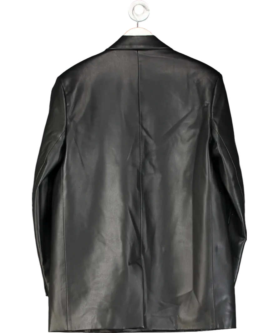 ZARA Black Faux Leather Blazer UK L