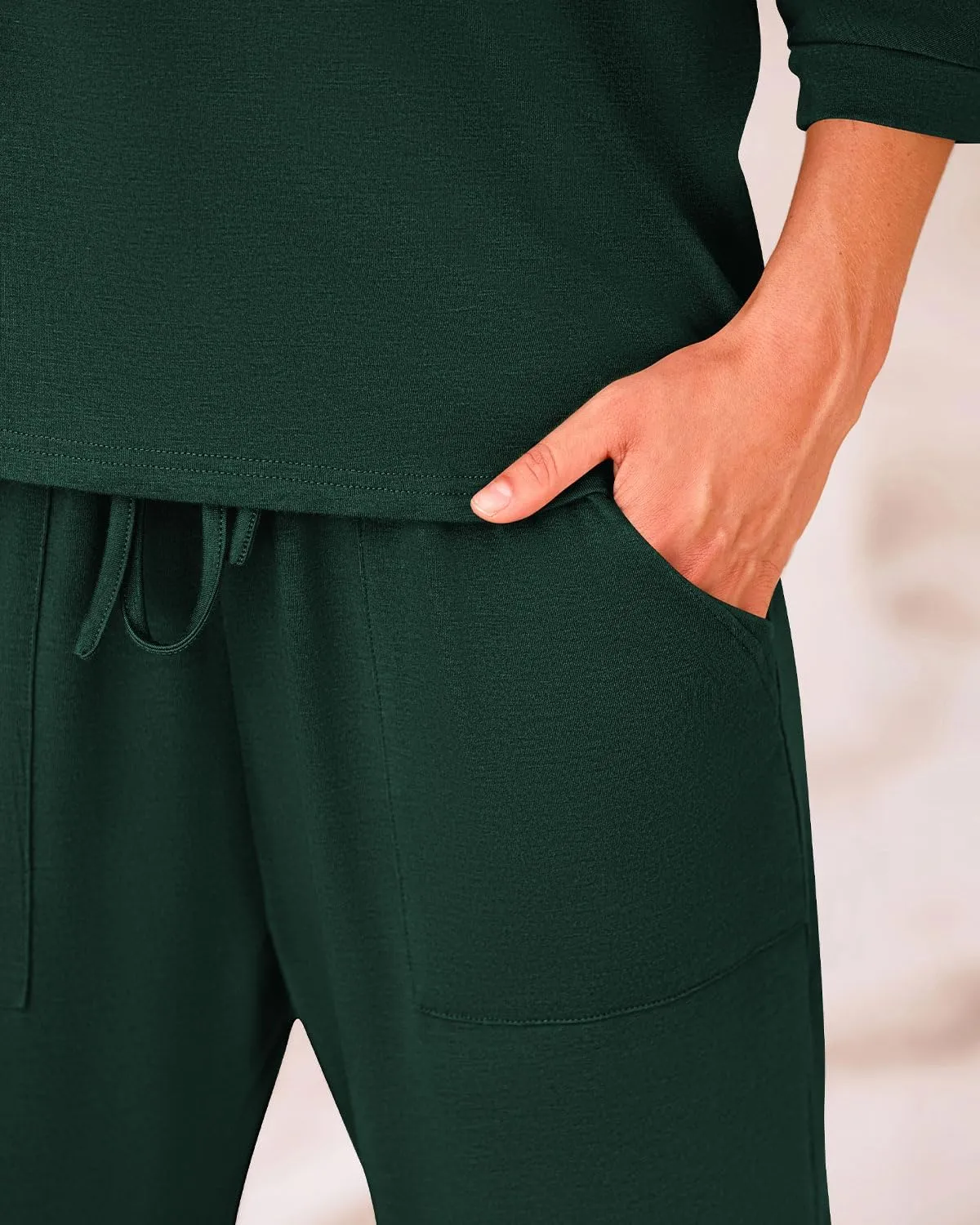Zenlonr Women Summer 2 Piece Outfits 2025 Off Shoulder Short Sleeve Tops Elastic Waist Drawstring Long Pants Tracksuit